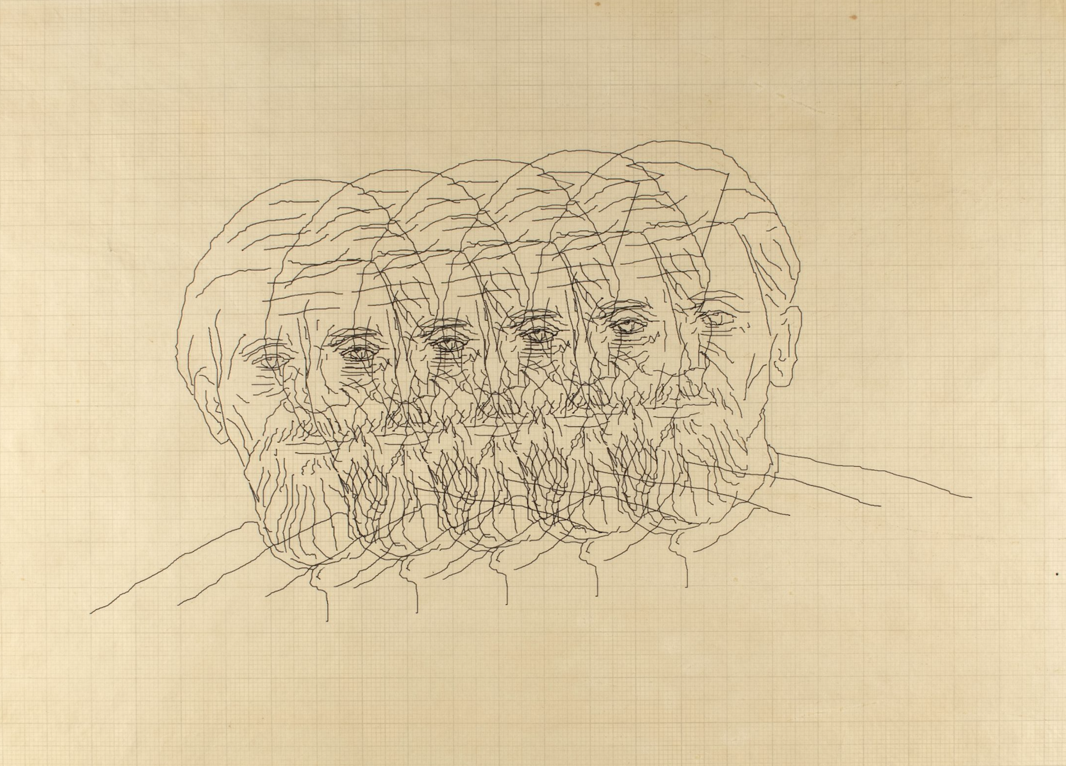 Charles “Chuck” Csuri, Five Faces, 1966. Courtesy of The Anne and Michael Spalter Digital Art Collection